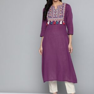 HERE&NOW Women Yoke Design Semi-Sheer A-Line Kurta