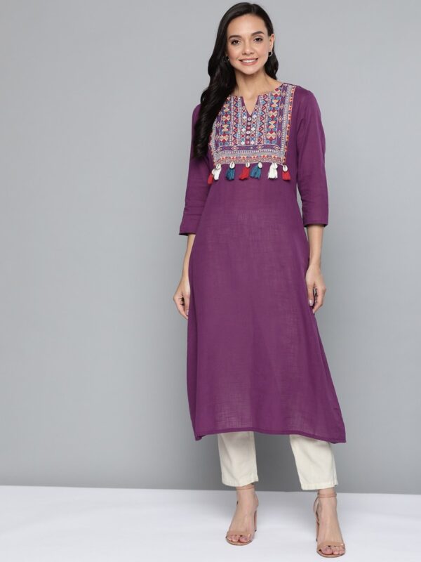 HERE&NOW Women Yoke Design Semi-Sheer A-Line Kurta