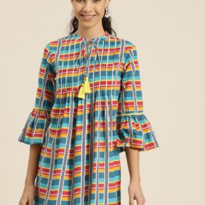 Sangria Women Striped A-Line Pure Cotton Tunics Kurta