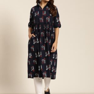 Sangria Women Ethnic Motif Print A-Line Kurta