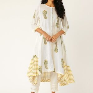 Sangria Women Paisley Printed Asymmetrical A-Line Kurta