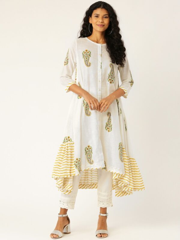 Sangria Women Paisley Printed Asymmetrical A-Line Kurta