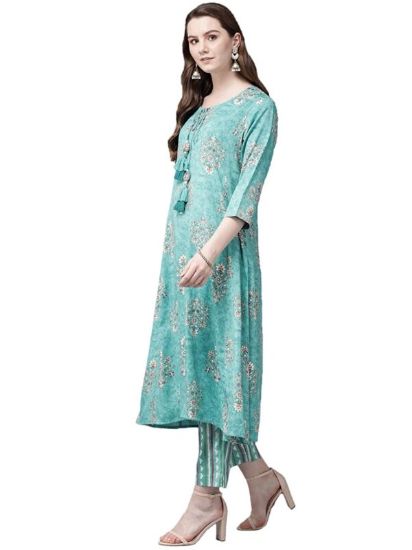 Juniper Rayon Slub Printed A-Line Kurta Pant Set