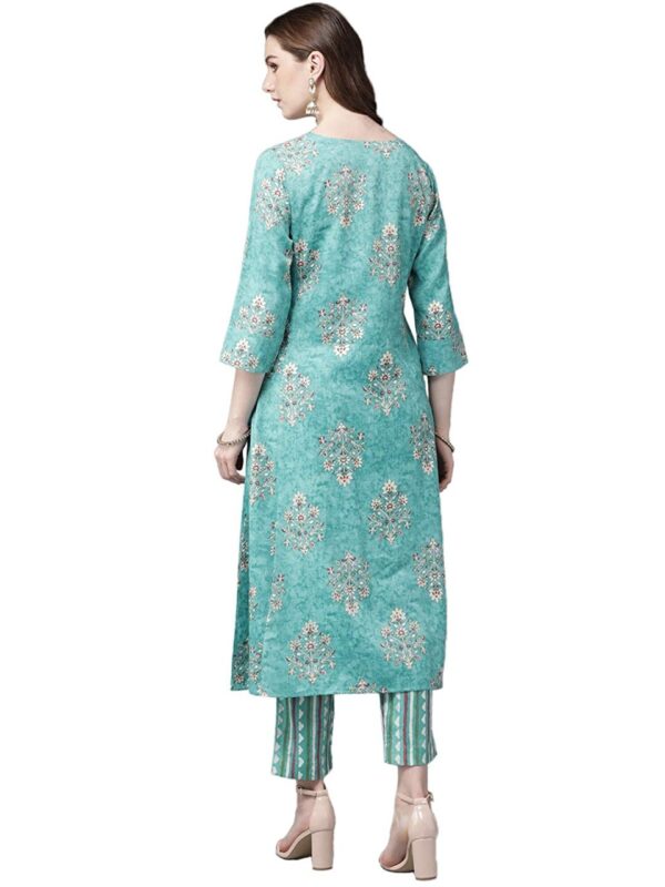 Juniper Rayon Slub Printed A-Line Kurta Pant Set