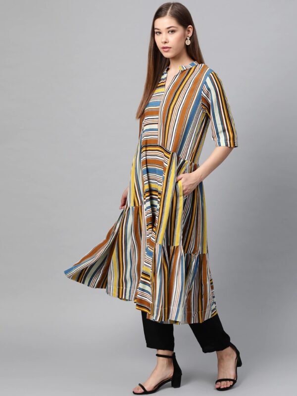 Sangria Women Multi Striped Long Tunic Kurta