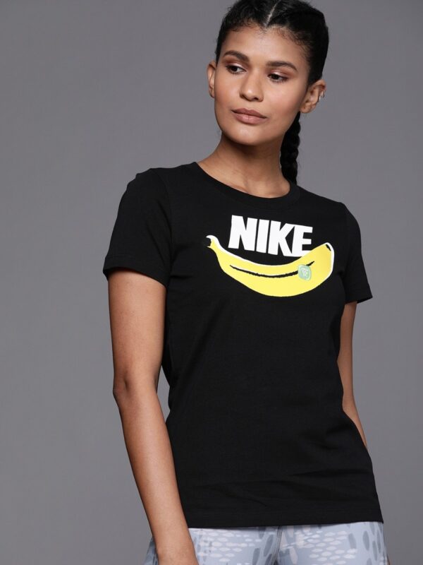 Nike Women Standard Fit Printed Round Neck Pure Cotton T-shirt