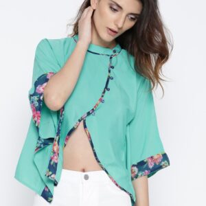 The Kaftan Company Women Solid Crop Kaftan Top