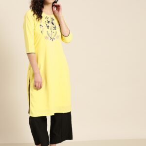 Moda Rapido Women Floral Yoke Design Straight Kurta