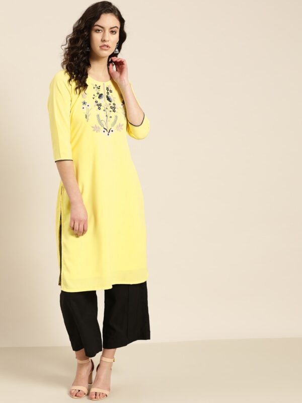 Moda Rapido Women Floral Yoke Design Straight Kurta