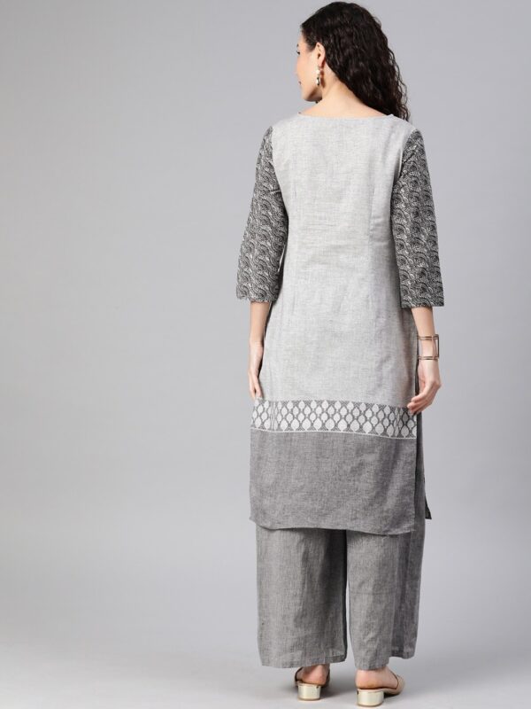 Anouk Women Grey & Black Printed Kurta with Palazzos