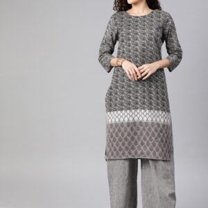 Anouk Women Grey & Black Printed Kurta with Palazzos