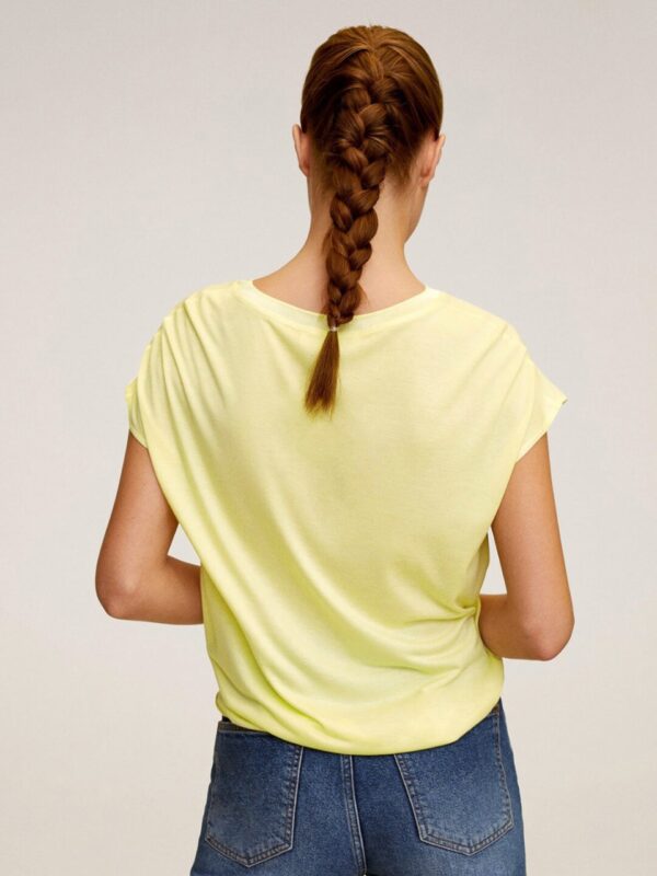 MANGO Women Yellow Solid Round Neck T-shirt