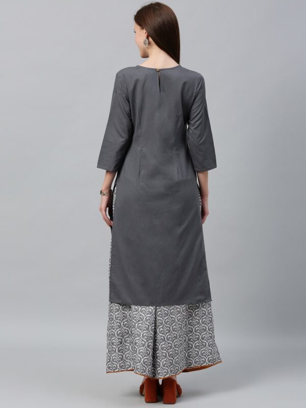 Anouk Women Grey Solid Straight Kurta