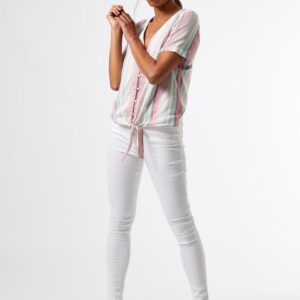 DOROTHY PERKINS Women White & Pink Striped Top