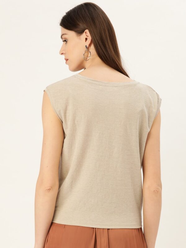 MANGO Women Beige Solid Twisted Hem Top