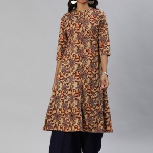 Anouk Women Brown Printed A-line Kurta