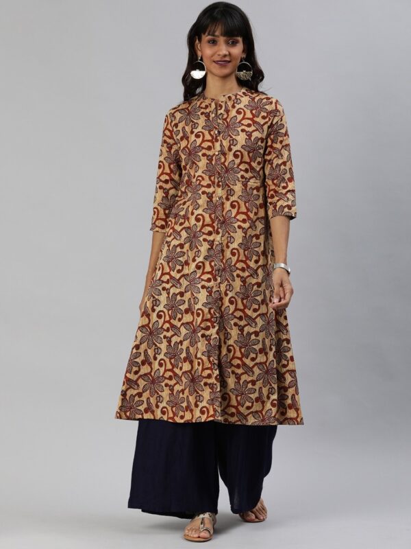 Anouk Women Brown Printed A-line Kurta