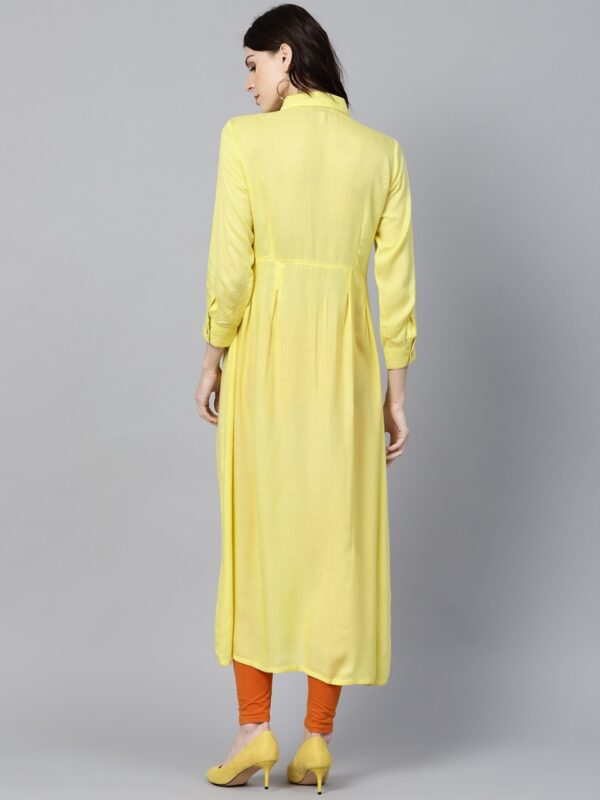 Jaipur Kurti Women Yellow Self-Design A-Line Kurta