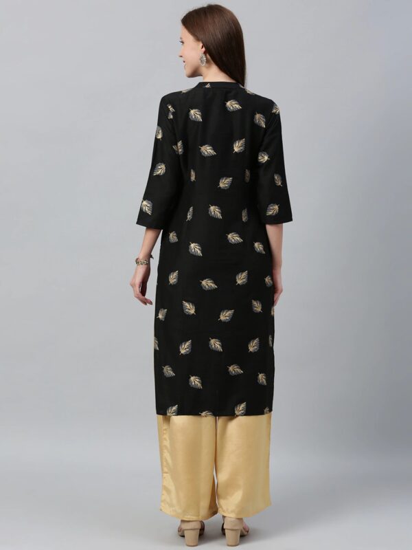 Anouk Women Black & Golden Foil Printed Kurta with Palazzos