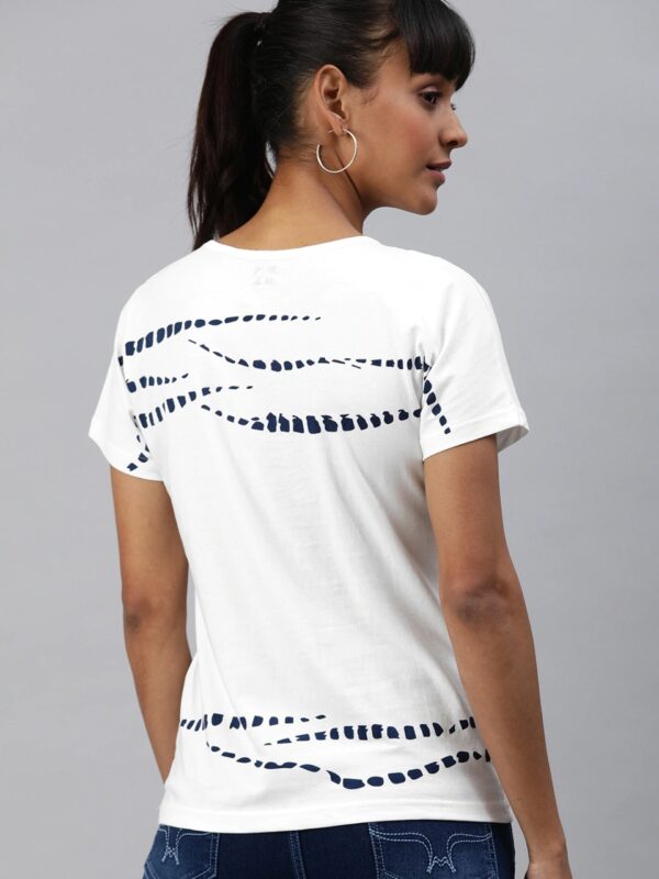 HERE&NOW Women White Printed Round Neck Pure Cotton T-shirt