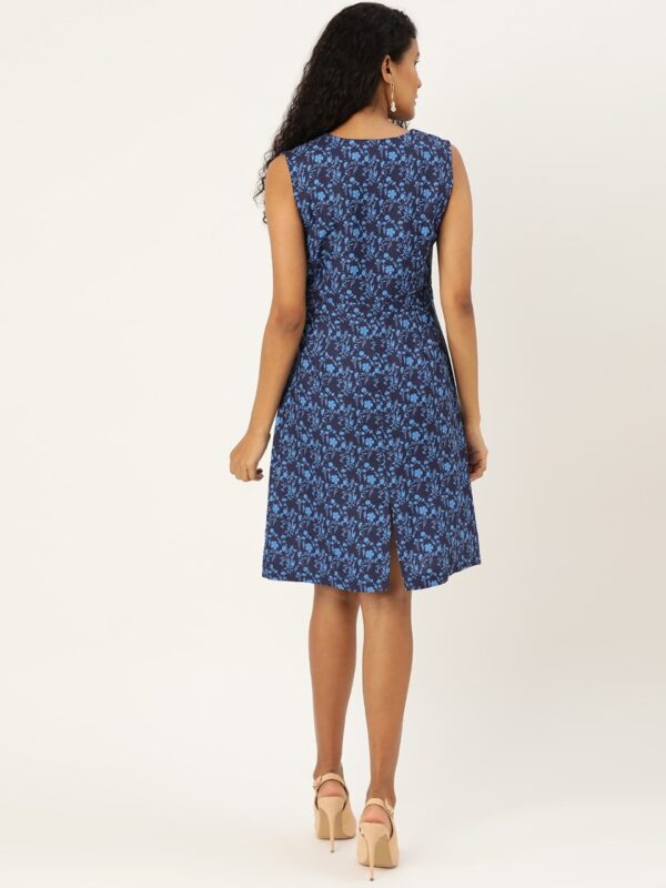 her by invictus Women Blue Floral Print A-Line Dress