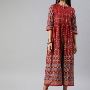 Anouk Women Woven Design Fusion Straight Kurta