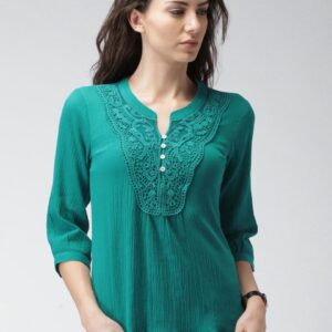 Mast & Harbour Green Crochet Top