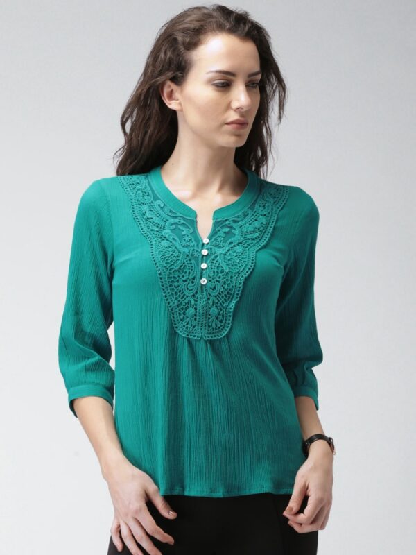 Mast & Harbour Green Crochet Top