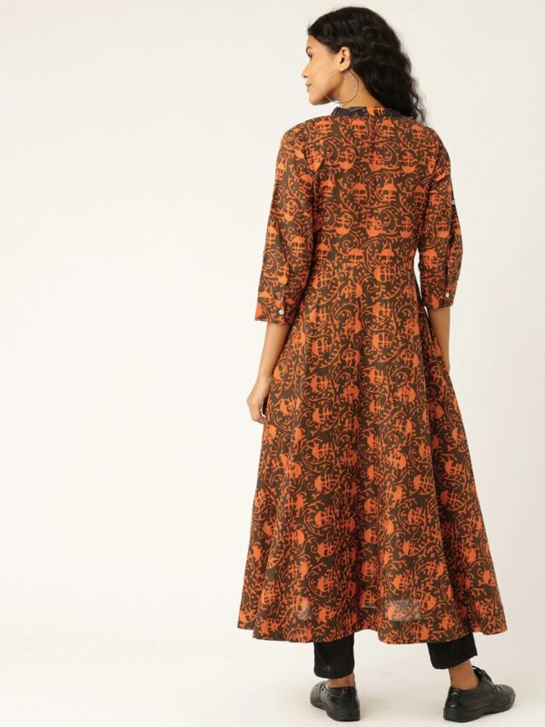 Sangria Women Rust Printed Anarkali Kurta