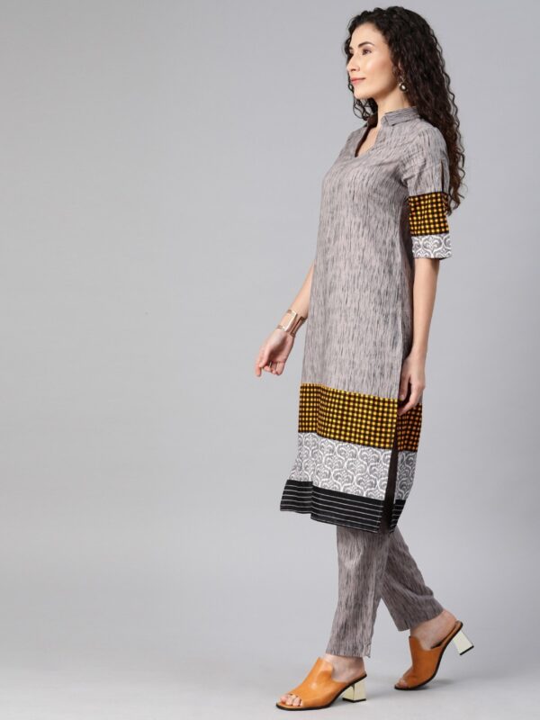 Anouk Women Grey & Black Printed Kurta with Trousers