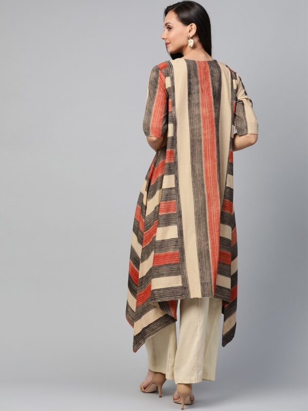 Sangria Women Striped Bagru Longline Asymmetric Sustainable Tunic