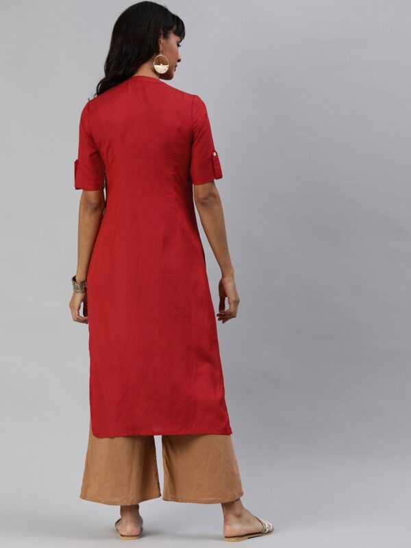 Anouk Women Red Solid Straight Kurta