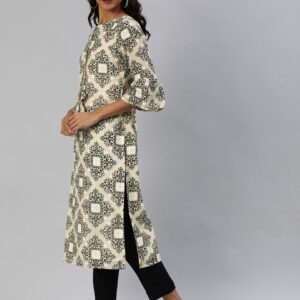 Anouk Women Printed Straight Kurta with Bell Sleeves