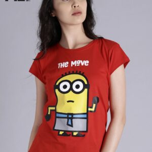 Minions by Kook N Keech Women Printed Round Neck T-shirt