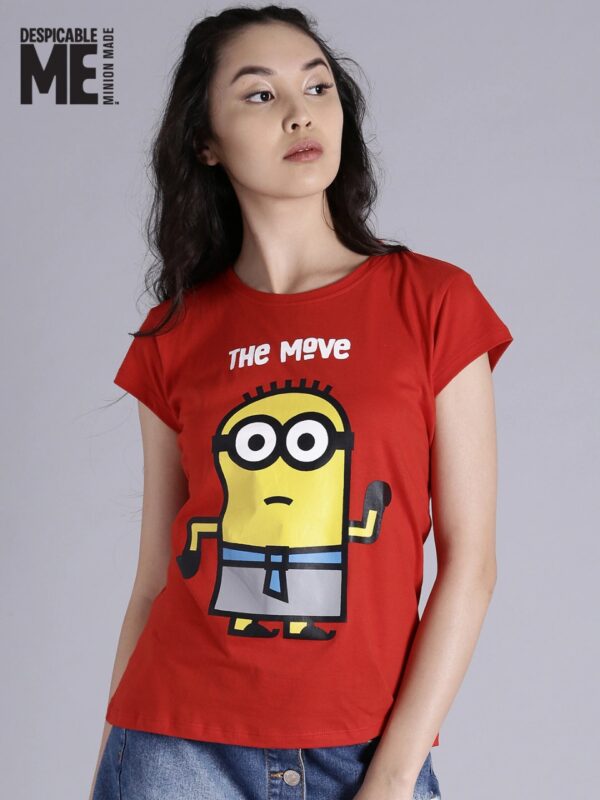 Minions by Kook N Keech Women Printed Round Neck T-shirt