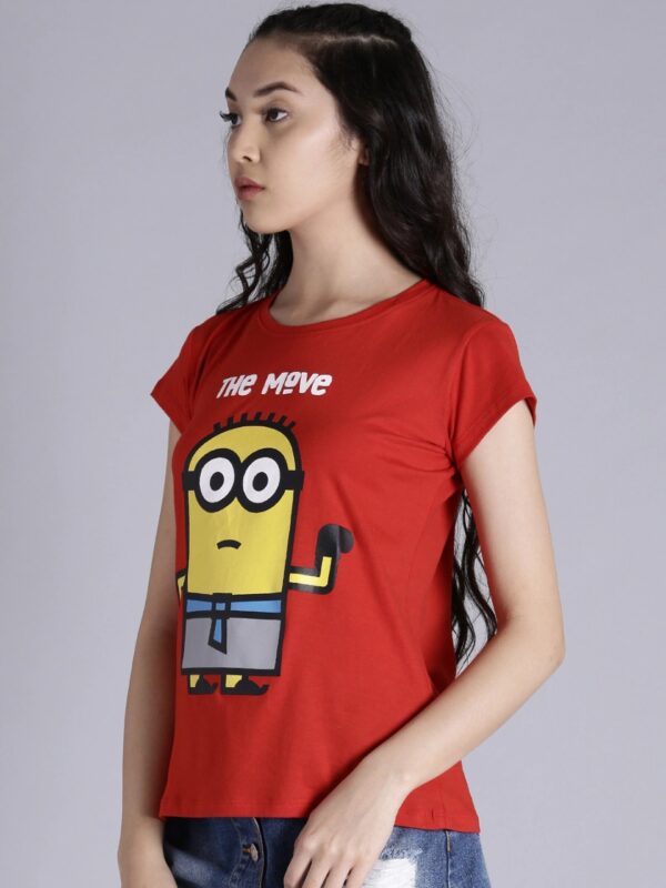 Minions by Kook N Keech Women Printed Round Neck T-shirt