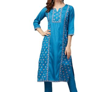 Ziyaa Women"s Khadi Straight Poly Silk Kurta