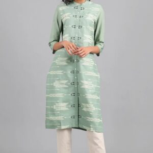 W for Women Blue Mandarin Neck Kurta