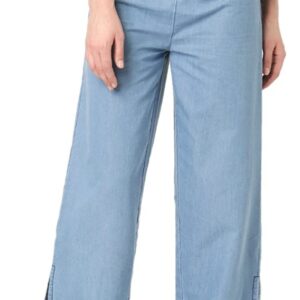 Marie Claire Women Blue Solid Denim Flat-Front Trousers