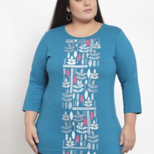 PLUSS SIZE WOMEN BLUE PRINTED TOP