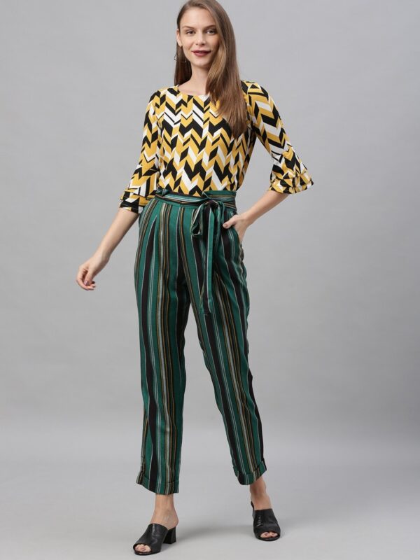 HERE&NOW Women Regular Fit Striped Regular Trousers