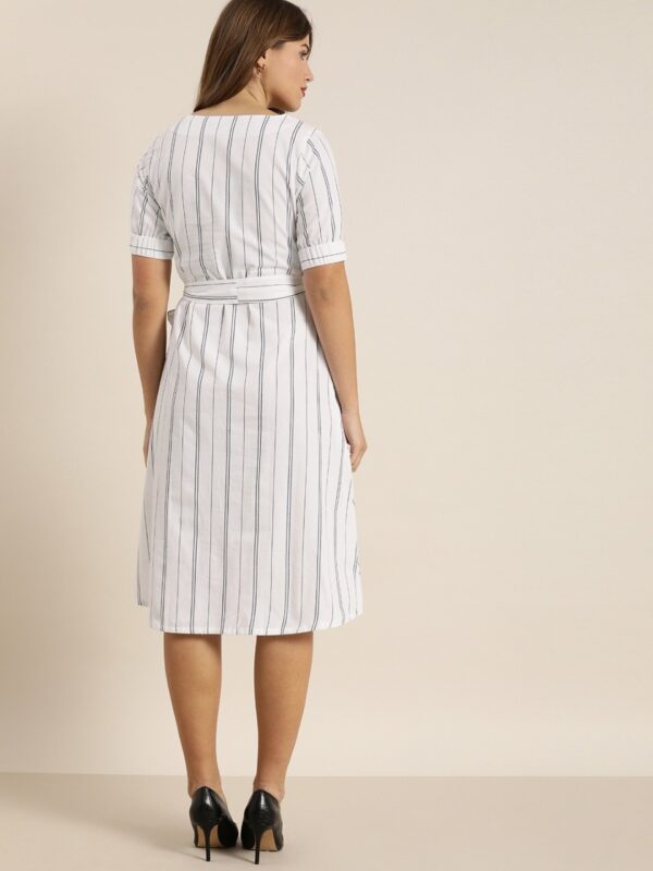 Moda Rapido Women Striped Pure Cotton A-Line Dress