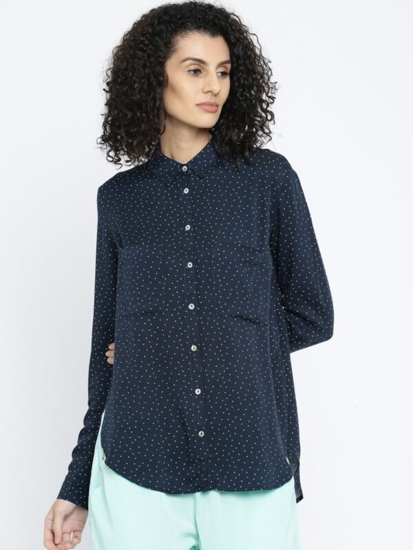 ALCOTT Women Navy Blue Printed Casual Shirt