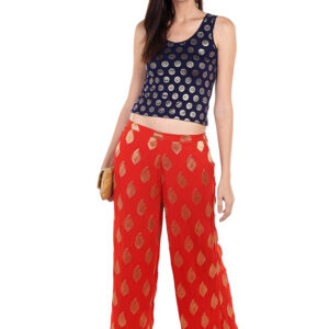 Fusion Beats Women Polyester Red Festive Palazzo