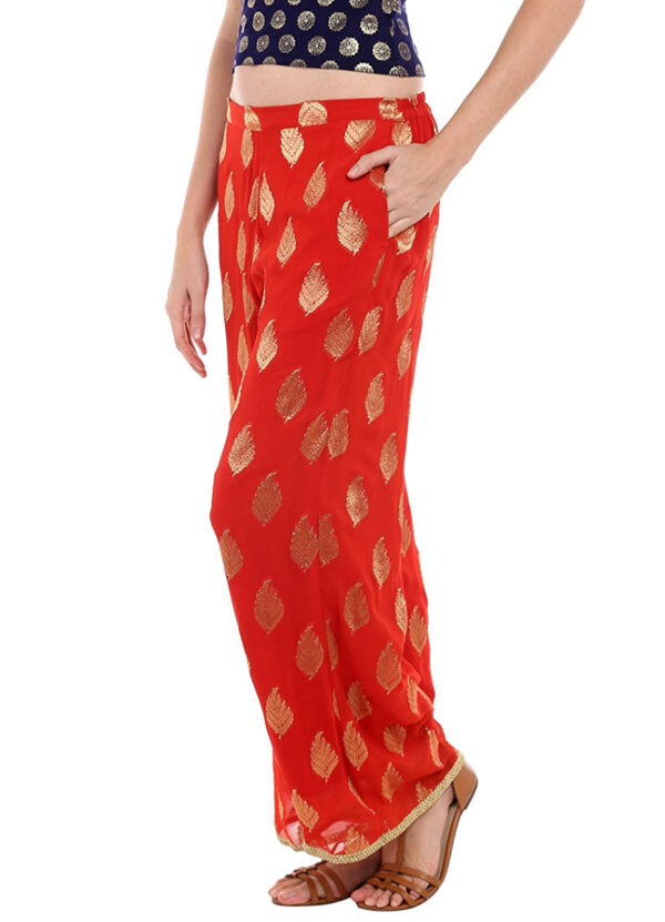 Fusion Beats Women Polyester Red Festive Palazzo