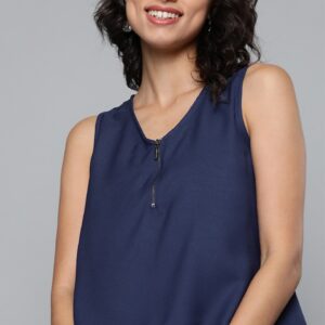 HERE&NOW Women Sleeveless V-Neck Layered A-Line Top