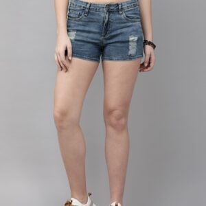 Roadster The Lifestyle Co Women Solid Regular Fit Denim Shorts