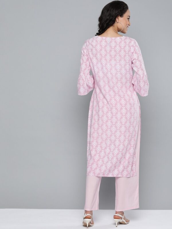 HERE&NOW Women Ethnic Motifs Printed Bell Sleeves Cotton Straight Kurta