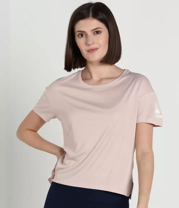 REEBOK  Solid Women Round Neck T-Shirt