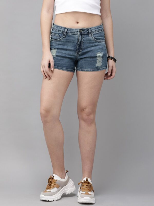 Roadster Women Solid Regular Fit Denim Shorts